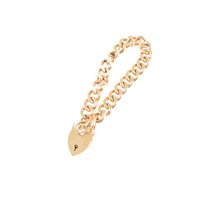 Lot 269 - A 9 carat yellow gold solid flat curb link bracelet, 10mm wide, fitted with a padlock fastener, approximate weight 38.3gms.