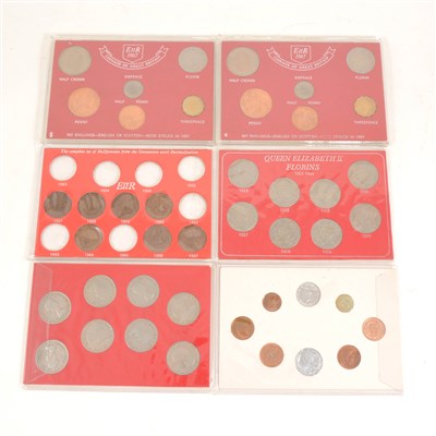 Lot 129 - A collection of decimal and pre-decimal coin sets, including crowns, silver 3d pieces etc