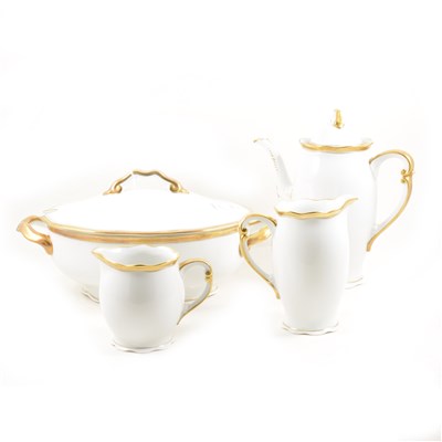 Lot 81 - A Pirkenhammer of Czechoslovakia dinner/tea service, white ground with broad gilt border