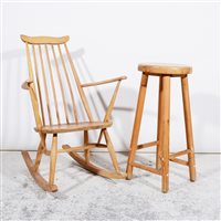 Lot 297 - Stripped Ercol comb-back rocking chair, ...