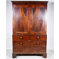 Lot 320 - Early Victorian mahogany linen press, ...