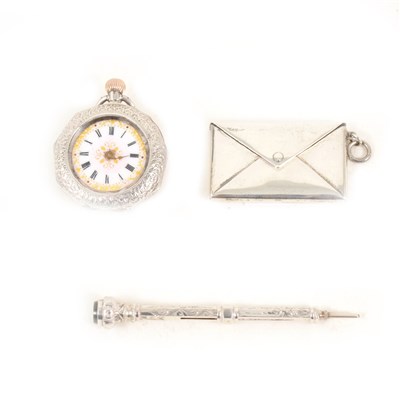 Lot 132 - Swiss silver cased lady’s fob watch