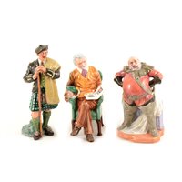 Lot 3 - Five Royal Doulton figures, including The Laird HN2361, Pride and Joy and Falstaff, together with two seconds, (5).