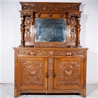 Lot 312 - Victorian carved oak sideboard, ...