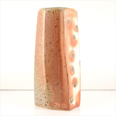 Lot 313 - Lisa Hammond, a stoneware faceted vase with soda glaze.
