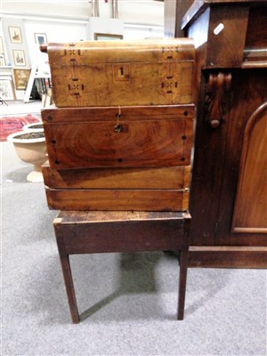 Lot 198 - Victorian walnut and Tunbridge ware box, ...