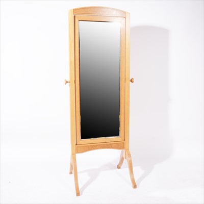 Lot 285 - An oak and burr oak inlaid cheval mirror by David Linley