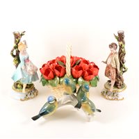 Lot 39 - Pair of Capodimonte figurines, of a boy and girl, ...
