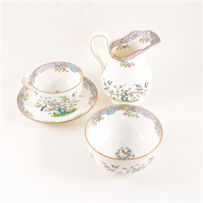 Lot 88 - Minton bone china tea set, decorated with songbirds and blossom.