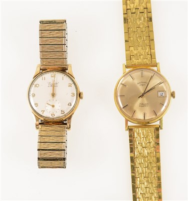 Lot 289 - Everite, Rotary - a gentleman's Everite Embassy wrist watch with circular cream arabic dial with subsidiary seconds dial in a yellow metal case