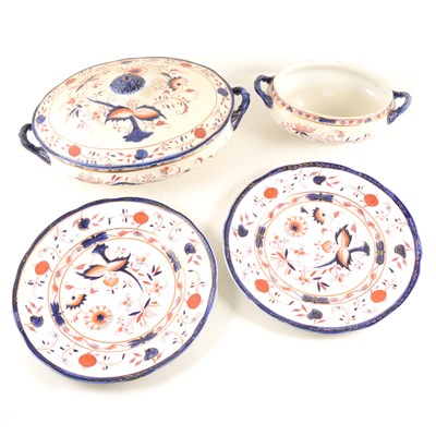Lot 86 - Grimwades earthenware dinner service, Carro pattern, in Imari colours, ...