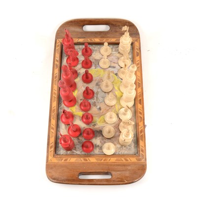 Lot 137 - Chinese ivory and red stained ivory chess set, ...