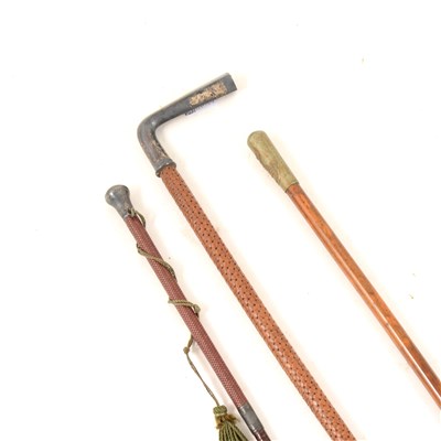 Lot 124A - A swagger stick with metal pommel bearing the crest of O.T.C. Gresham School (Officers' Training Corps), overall 70cm