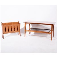 Lot 355 - Mid-century teak occasional table, and a teak magazine rack