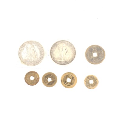 Lot 149 - Two Hong Kong dollars, 1909 and 1912 and other Chinese coins