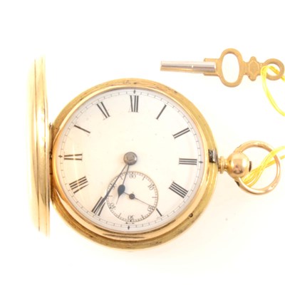 Lot 286 - An 18 carat yellow gold full hunter pocket watch.
