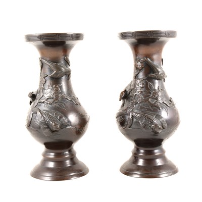 Lot 161 - Pair of Chinese bronze vases 'Coin' marks, ...