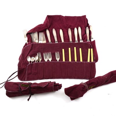 Lot 110 - Canteen of electroplated cutlery, King's pattern; and other cutlery.