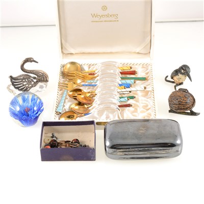 Lot 164 - Norwegian silver gilt harlequin coffee spoon and cake fork set, and other works of art.