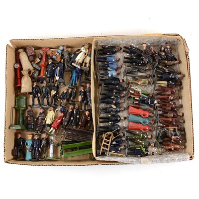 Lot 112 - Britains and other makers painted lead railway station civilians and staff