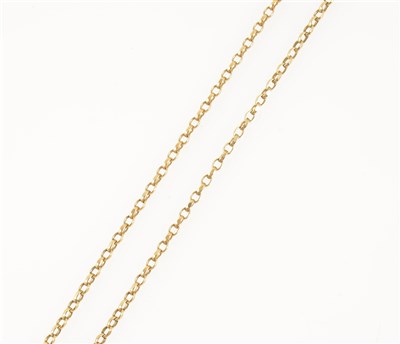 Lot 268 - A yellow metal oval faceted  belcher link chain