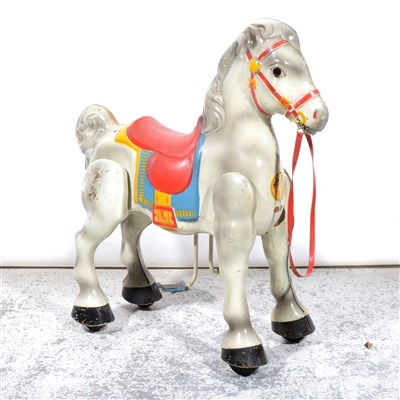 Lot 99 - Tri-ang dolls house, with furniture, and a Mobo ride on horse, (2).