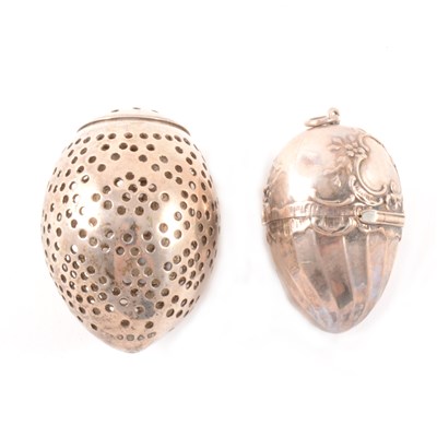 Lot 118 - Victorian silver egg-shape pomander, George Richards Elkington, London 1854