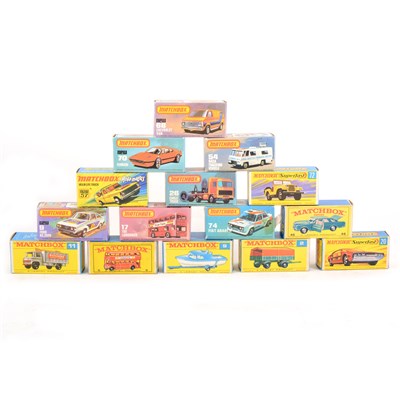 Lot 72 - Fifteen Matchbox regular wheel and Superfast models, all boxed.