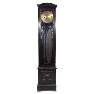 Lot 323 - Vienna style 1930s stained oak longcase clock.