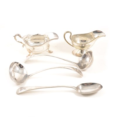 Lot 82 - A collection of silver-plated wares, entree dishes, sauce boats, soup ladles etc