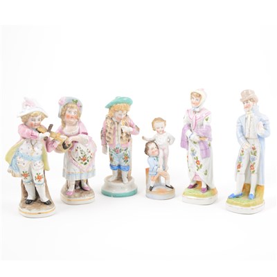 Lot 5 - Pair of German porcelain figures of child musicians, and twelve others.
