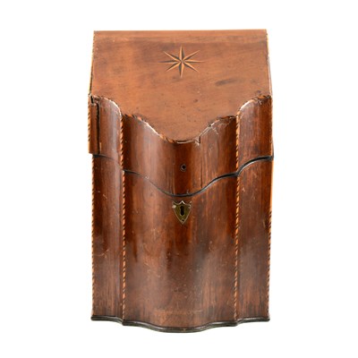 Lot 189 - George III inlaid mahogany knife box, ...