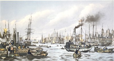 Lot 284 - After W. Parrott, 'The Pool of London' and 'Westminster, from Waterloo Bridge', ...
