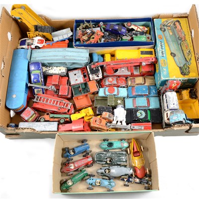 Lot 151 - Die-cast model cars and vehicles, by Dinky, Corgi, Crescent, Matchbox and others, one box
