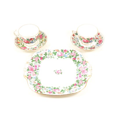 Lot 102 - Crown Staffordshire bone china teaset, A Thousand Flowers pattern; ...
