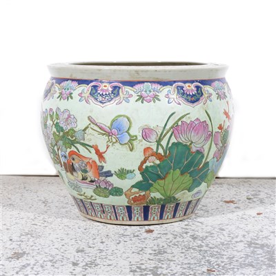 Lot 106 - Modern Chinese stoneware fish bowl, ...