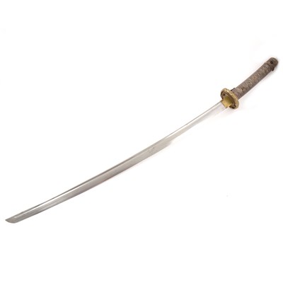 Lot 121 - WWII Japanese sword, blade 69cm, metal scabbard.