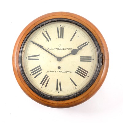 Lot 430 - Wall clock, the dial signed Rimmington, Market Harborough, diameter 40cm.