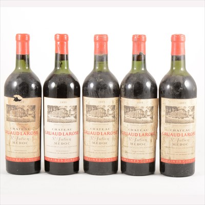 Lot 557 - Chateau Gruaud Larose, Saint-Julian, 1955, 5 bottles