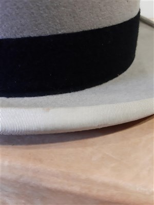 Lot 68 - Black silk top hat, James Lock & Co, London, and a grey top hat