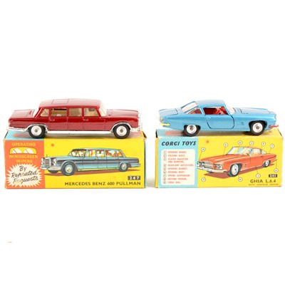 Lot 173 - Corgi Toys; 247 Mercedes Benz 600 Pullman, 241 Ghia L64, both boxed.
