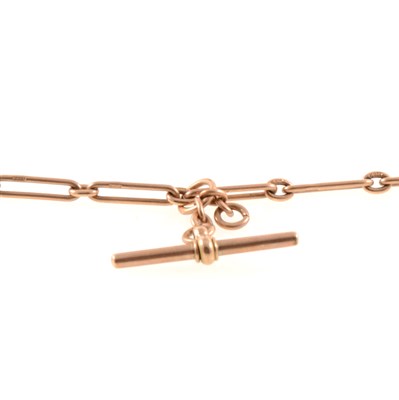 Lot 227 - A 9 carat rose gold double albert watch chain