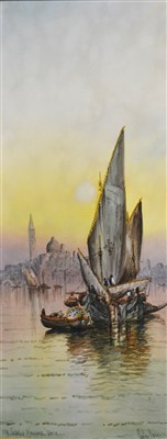 Lot 299 - Anton Paryss(?), Three Venetian landscapes
