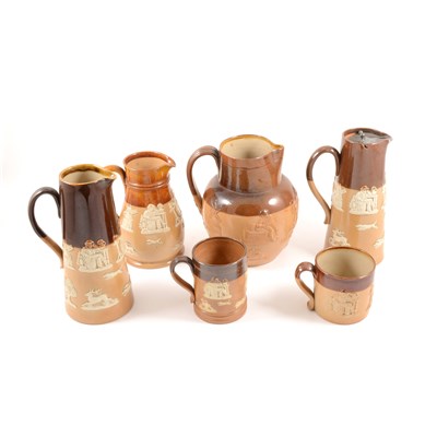 Lot 29 - A collection of Doulton Lambeth stoneware, including a Diamond Jubilee 1897 jug.