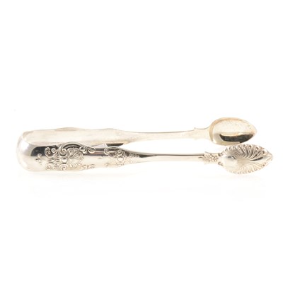 Lot 233A - A pair of silver sugar tongs, Glasgow 1855, 1.7oz.