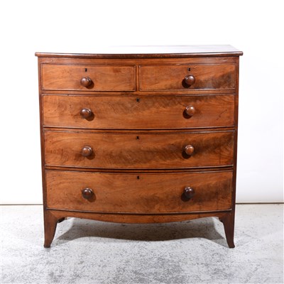 Lot 402 - Victorian mahogany bowfront chest of drawers.