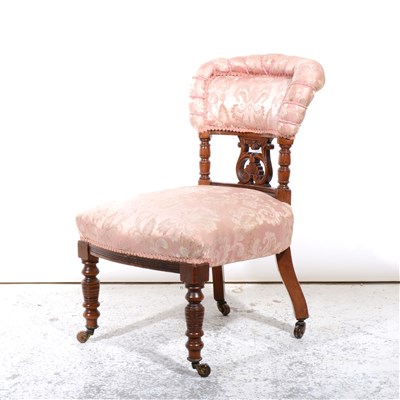 Lot 369 - Victorian walnut nursing chair.