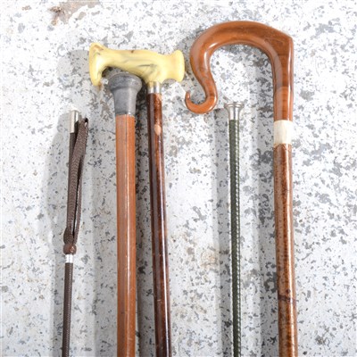 Lot 227 - Walking sticks, golf clubs, warming pan, etc.