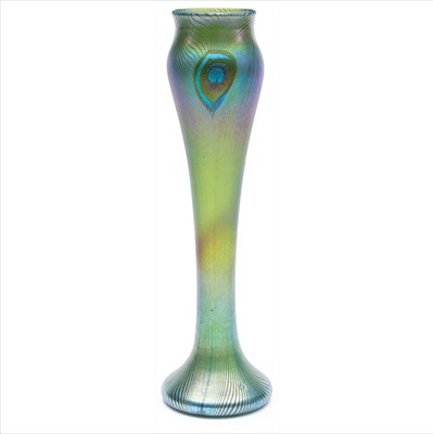 Lot 106 - A 'Peacock' Favrile glass vase, by Tiffany Studios, circa 1896.