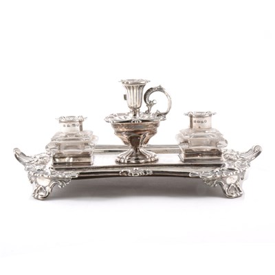 Lot 135 - Silver desk stand by Henry Wilkinson & Co, London 1835